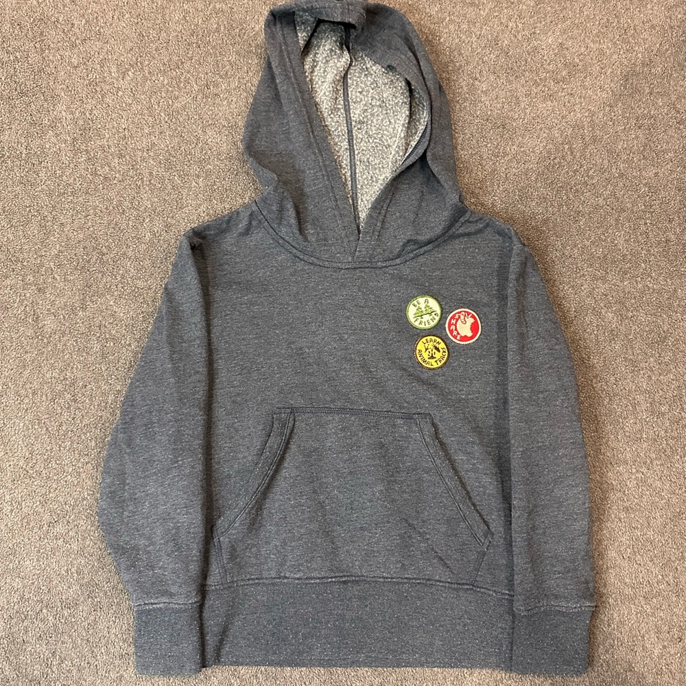 Patagonia Hoody Sweatshirt Kids XS Blue Patches Outdoor